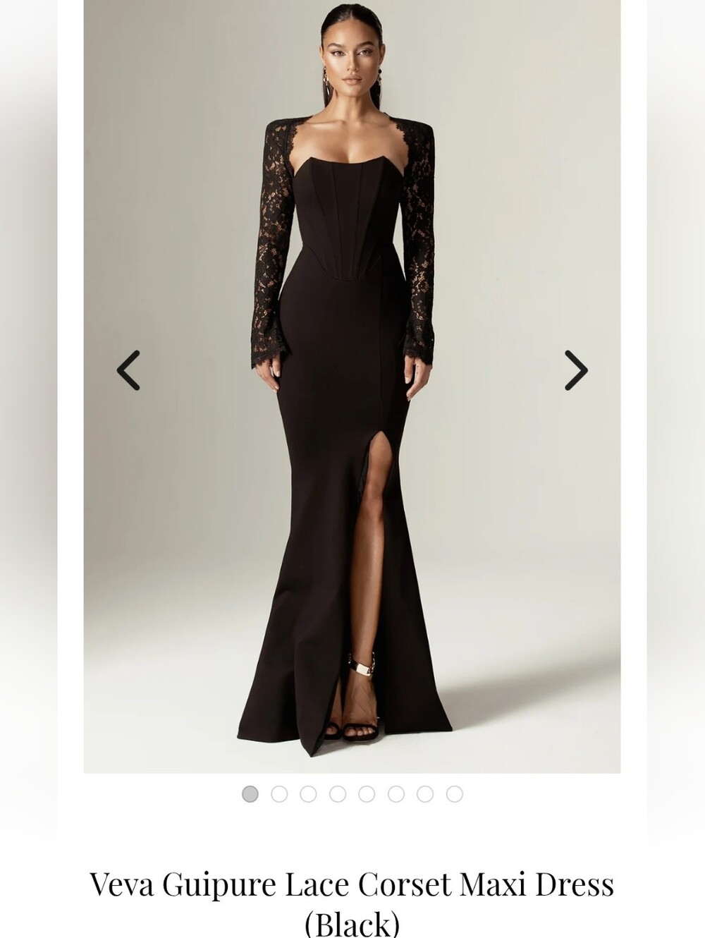 ALIEVA Veva Guipure Lace Corset Maxi Dress Black Size L